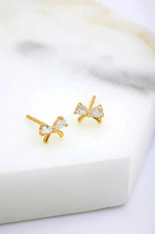 Riley Stud Earring - 925 Sterling Silver - Gold - Mini Stud