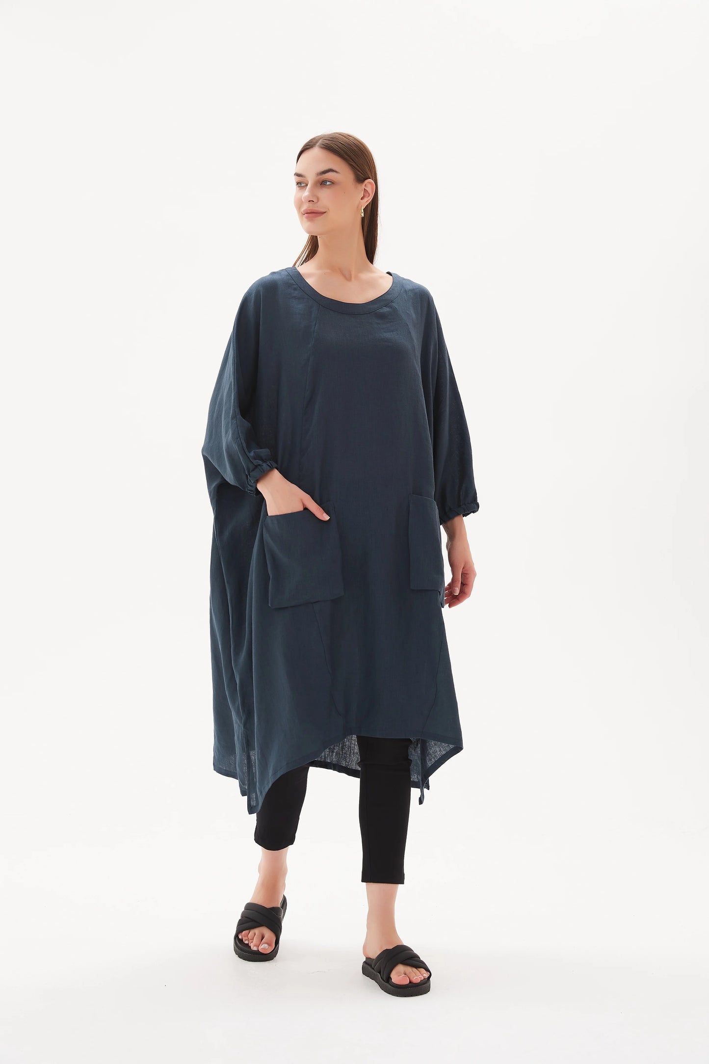 BILLOW POCKET RELAXED TUNIC-Dark Ocean