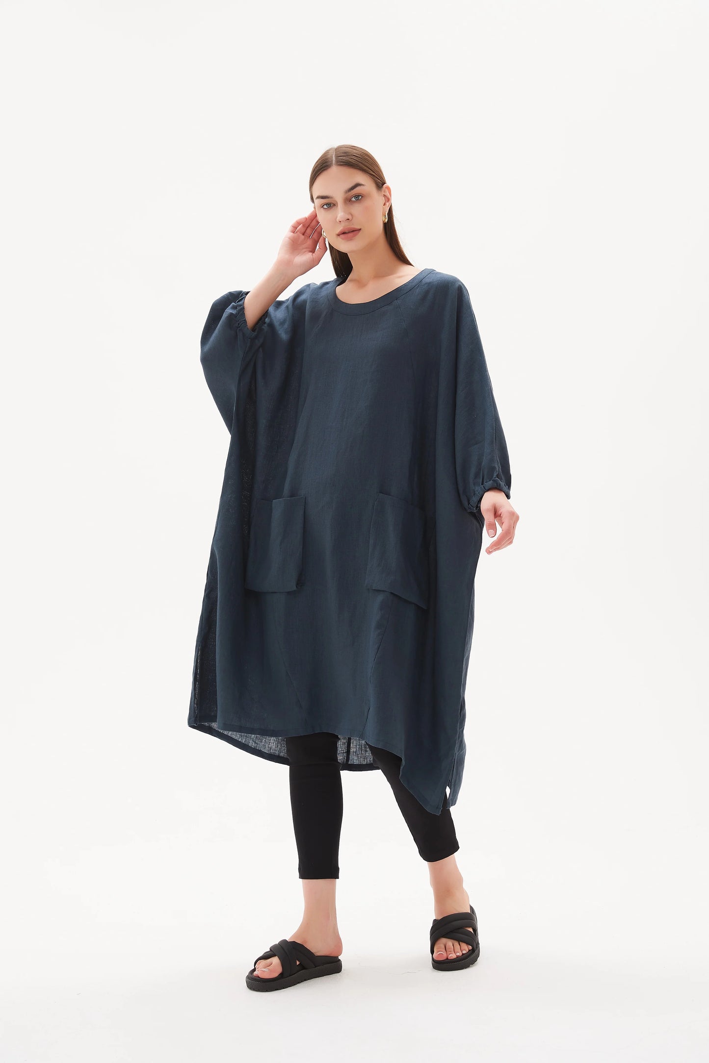 BILLOW POCKET RELAXED TUNIC-Dark Ocean