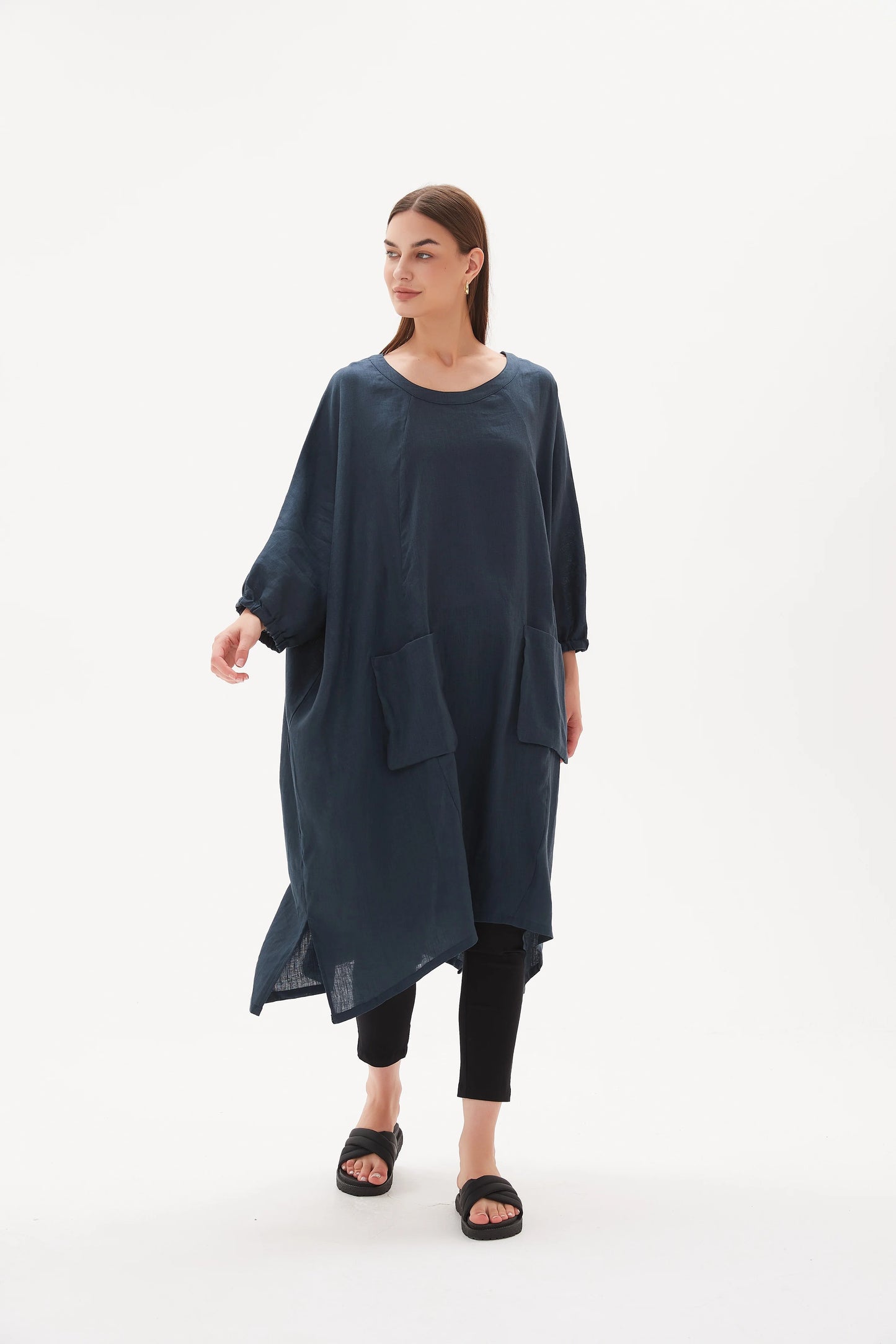 BILLOW POCKET RELAXED TUNIC-Dark Ocean
