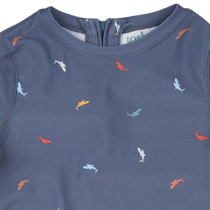 Swim Kids Rashie Long Sleeve Half Zip Classic Big Blue