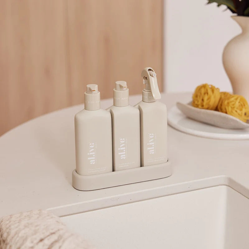 Dishwashing Liquid, Hand Wash & Bench Spray + Tray, Premium Kitchen Trio
