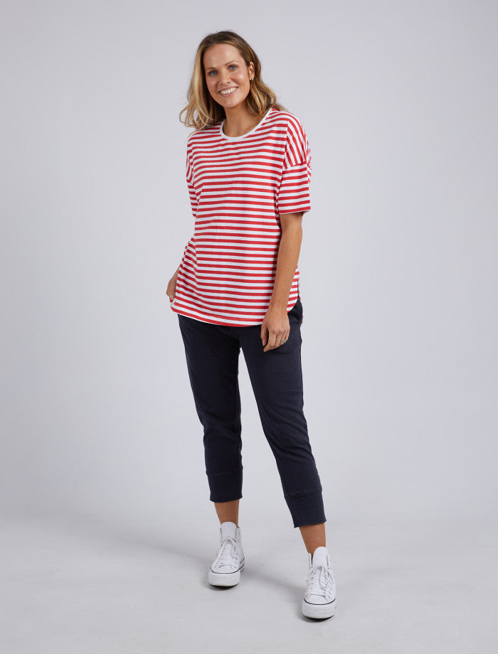Lauren Stripe Short Sleeve Tee - Cherry