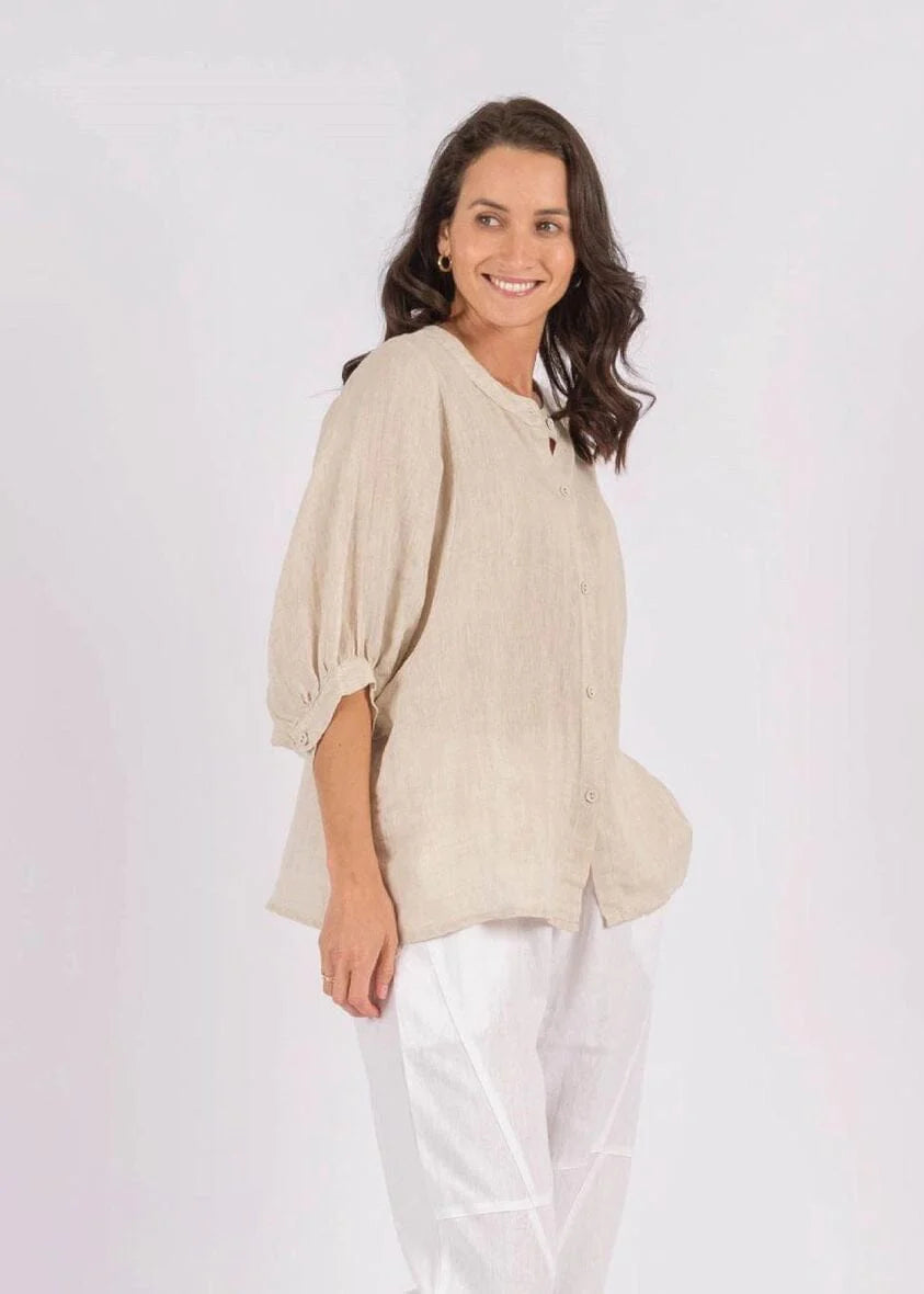Jane Linen Button Blouse