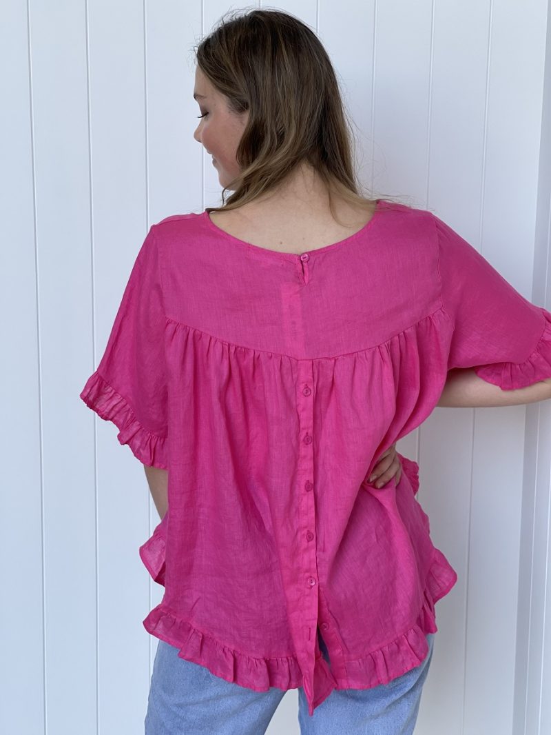 Ava Ruby Linen Hot Pink Top