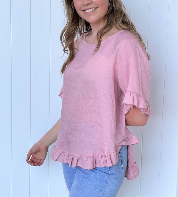 Ava Ruby Linen Light Pink Top