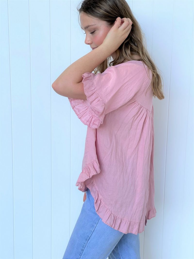 Ava Ruby Linen Light Pink Top