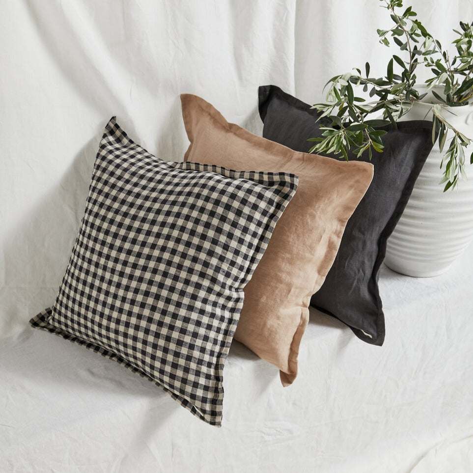 Linen Cushion Cover - Ash Black
