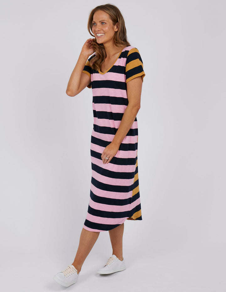 Mercury Stripe Dress Sherbet/Mustard stripe