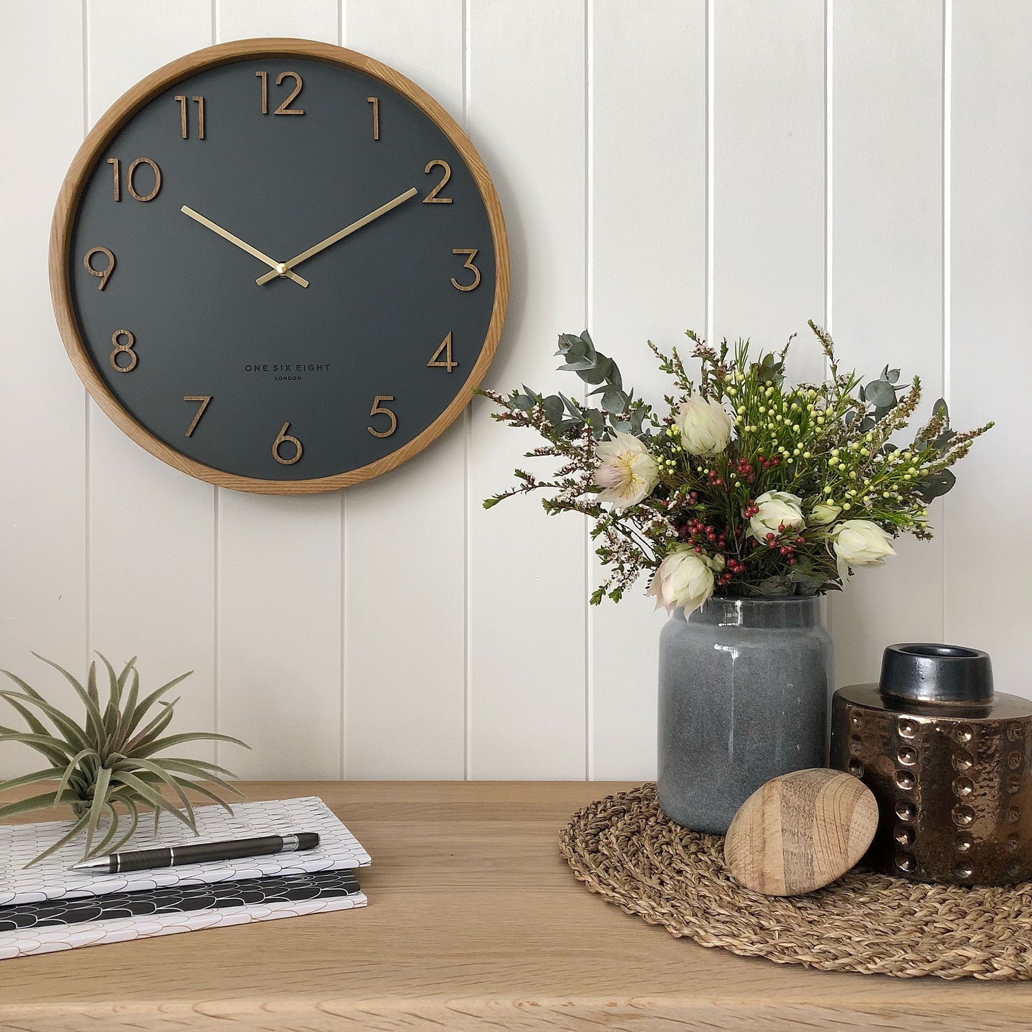 Scarlett Wall Clock 35cm - Charcoal