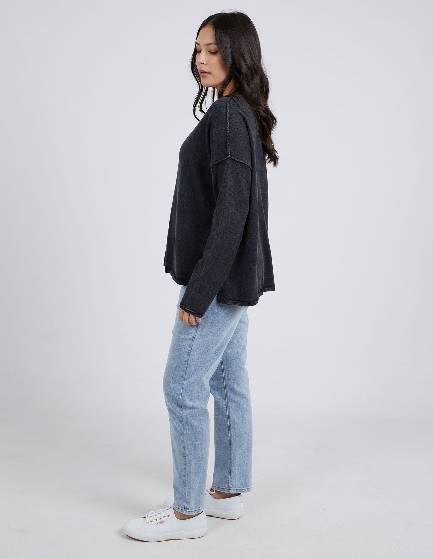 Tahlia Long Sleeve Knit - Washed Black