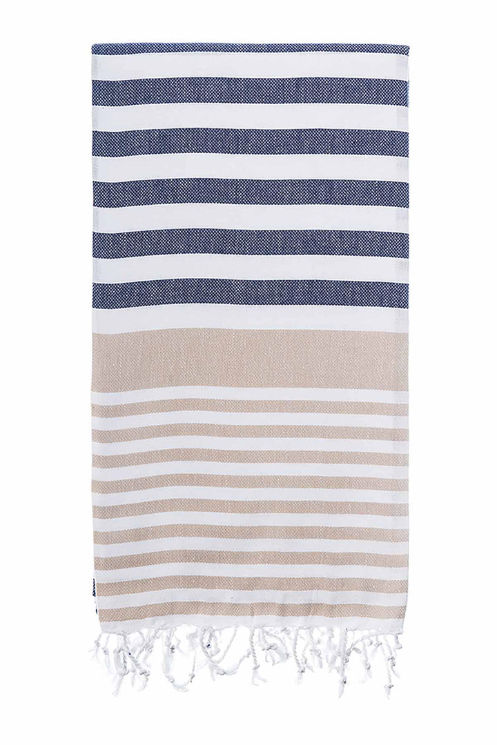 Flamenco Turkish Towel - Navy and Beige
