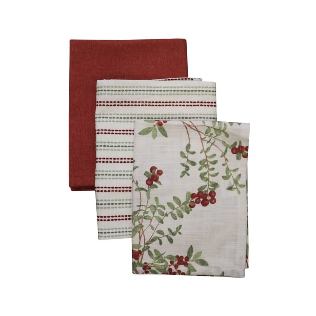 Festive Berry Tea Towel Set of 3