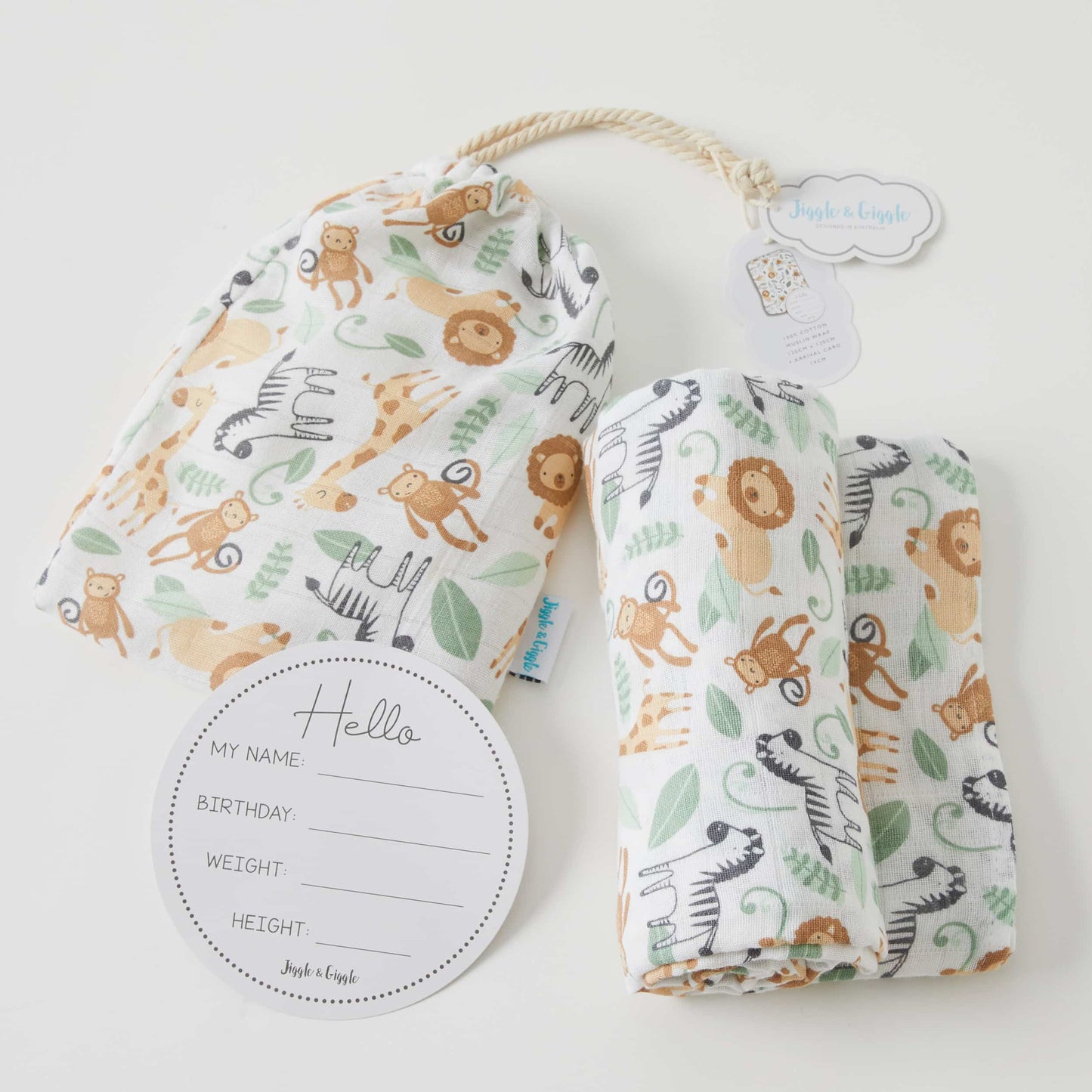 Safari Muslin Wrap & Card Set