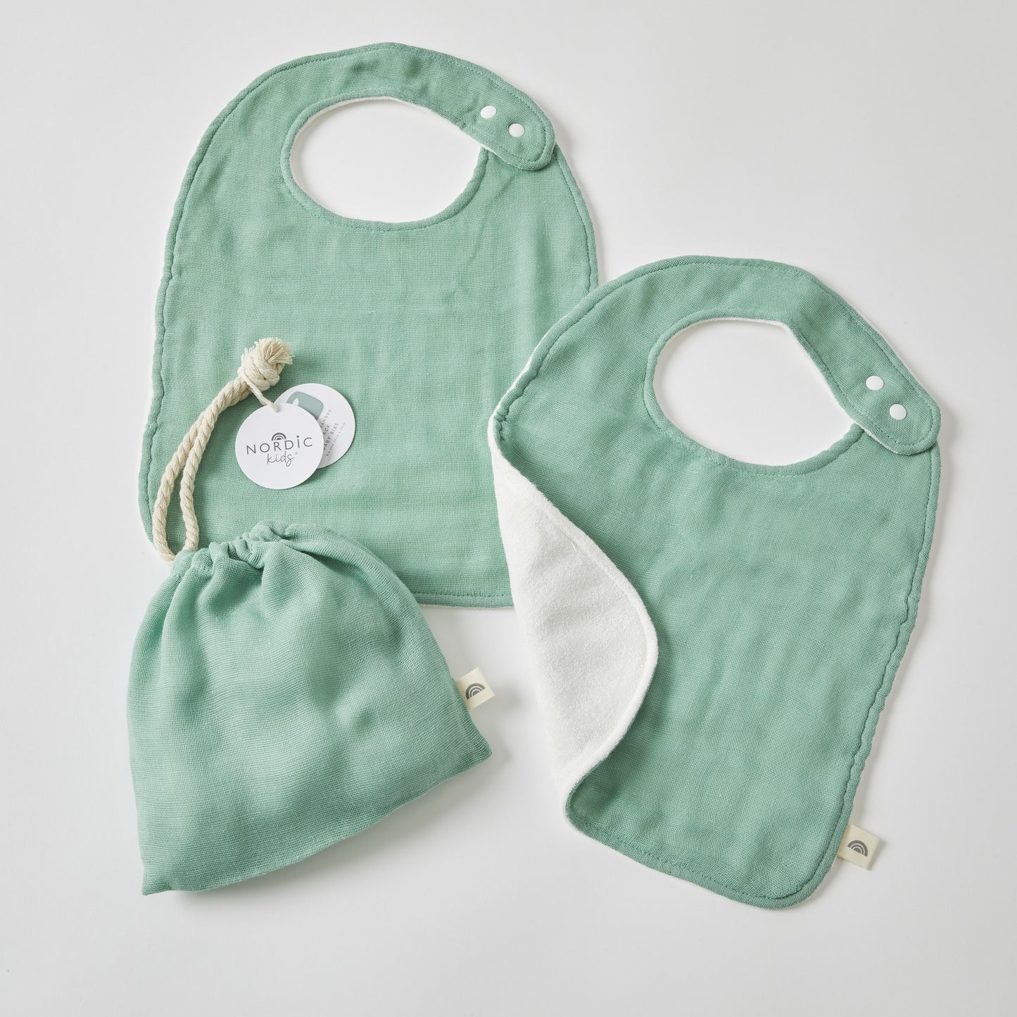 Muslin Bibs - Forest Green