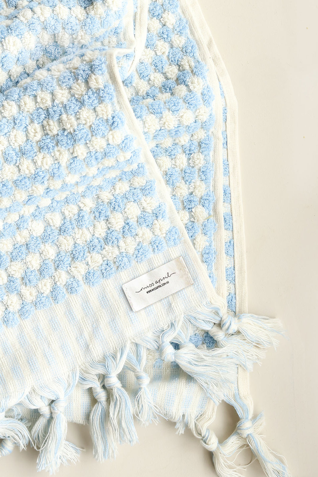 Pompom Turkish Cotton Bath Sheet - Pale Blue