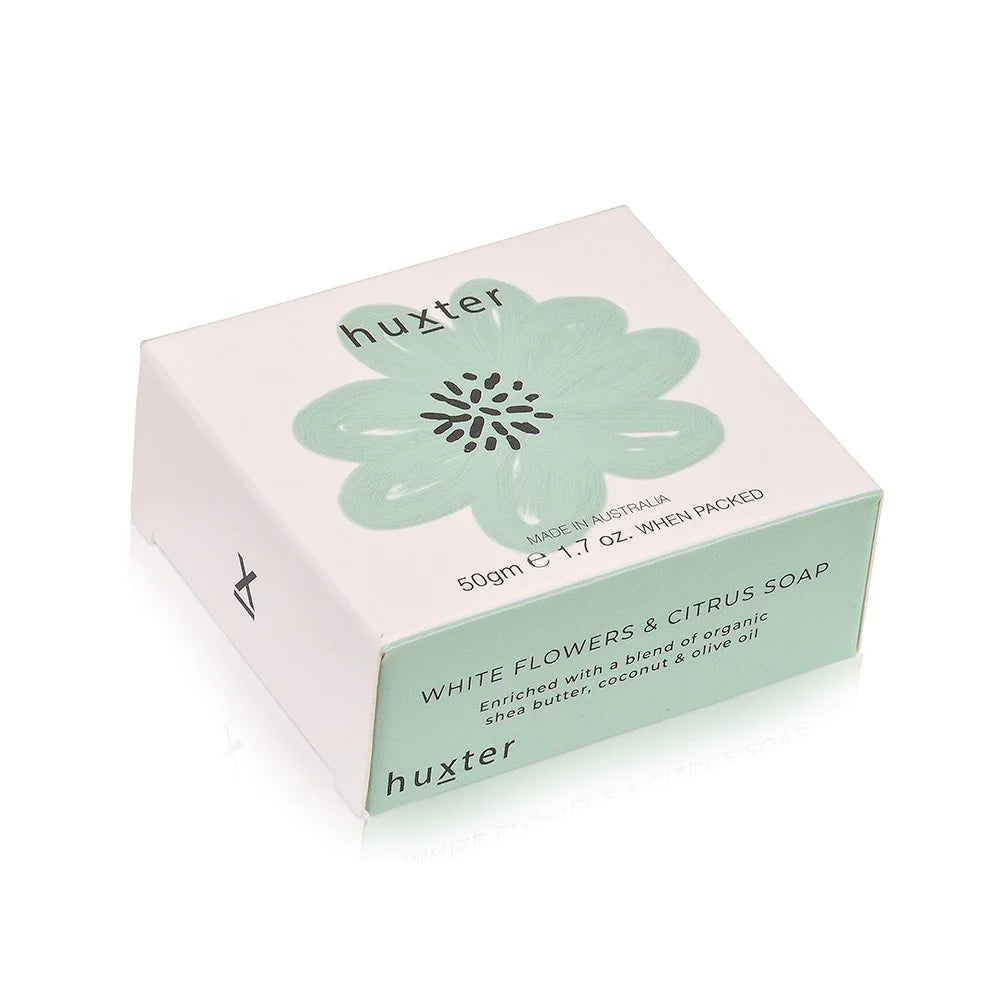 White Flowers & Citrus Mini Boxed Guest Soaps - Green