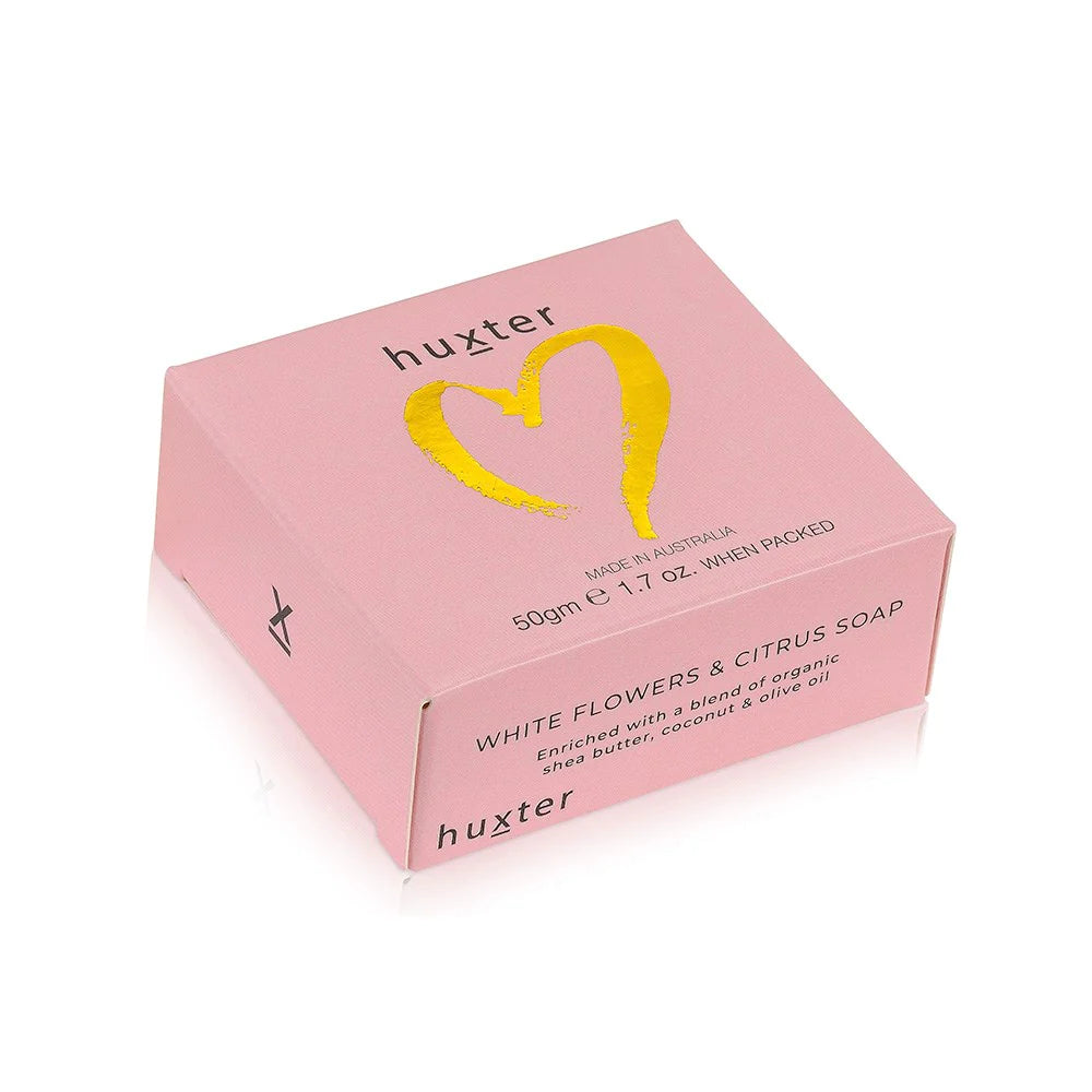 White Flowers & Citrus Mini Guest Soap - Pastel Pink Heart