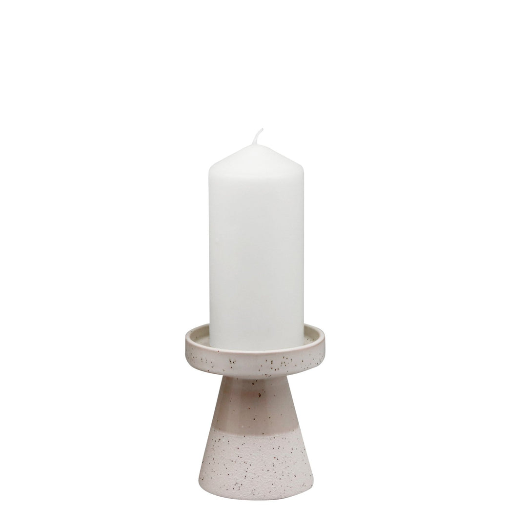 Cream Speckle Candle Holder - Short