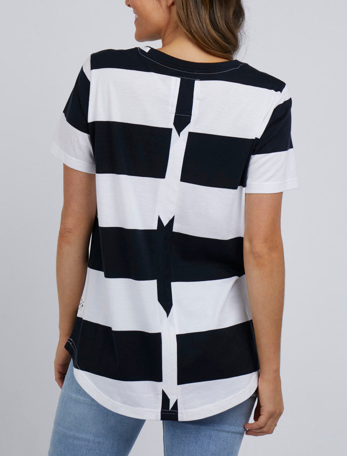 Block Navy & White Stripe Short Sleeve Top