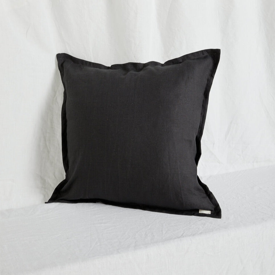 Linen Cushion Cover - Ash Black