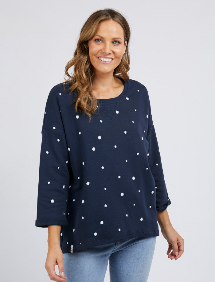 Daisy Fleece Navy Crew