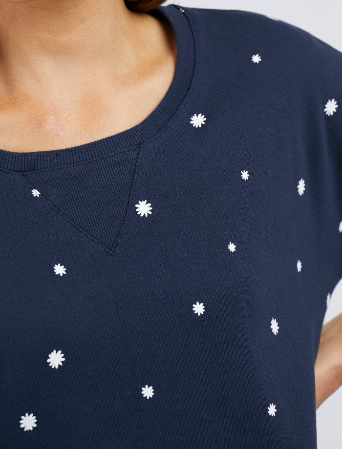 Daisy Fleece Navy Crew