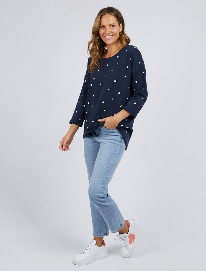 Daisy Fleece Navy Crew
