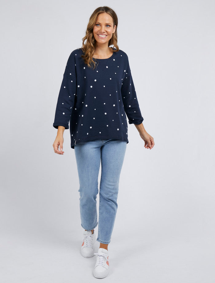 Daisy Fleece Navy Crew