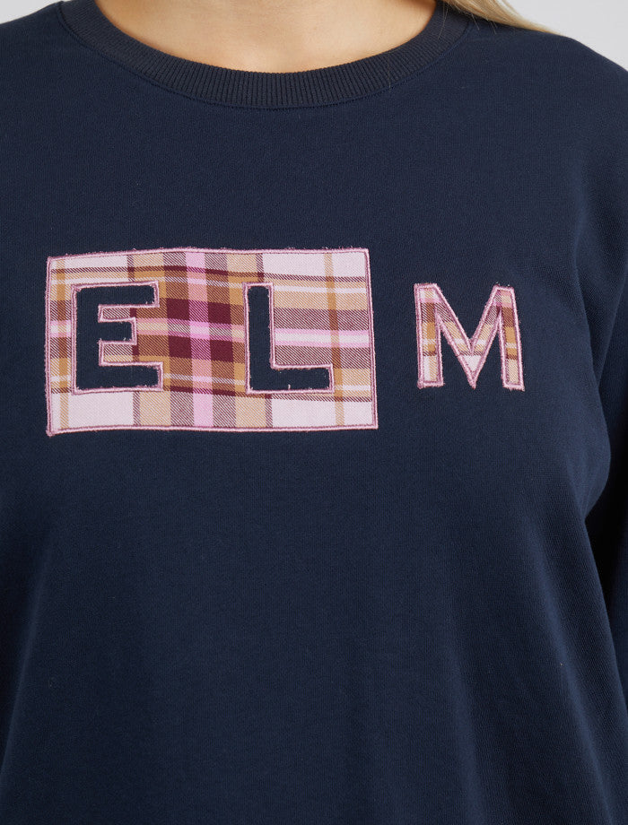 Elm Check Navy Crew