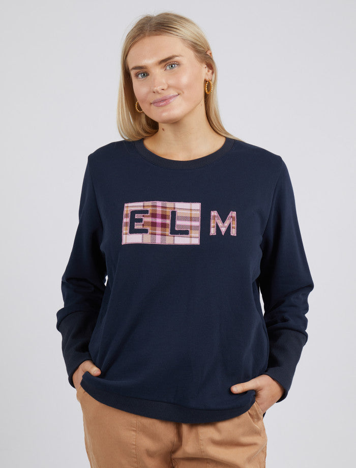Elm Check Navy Crew