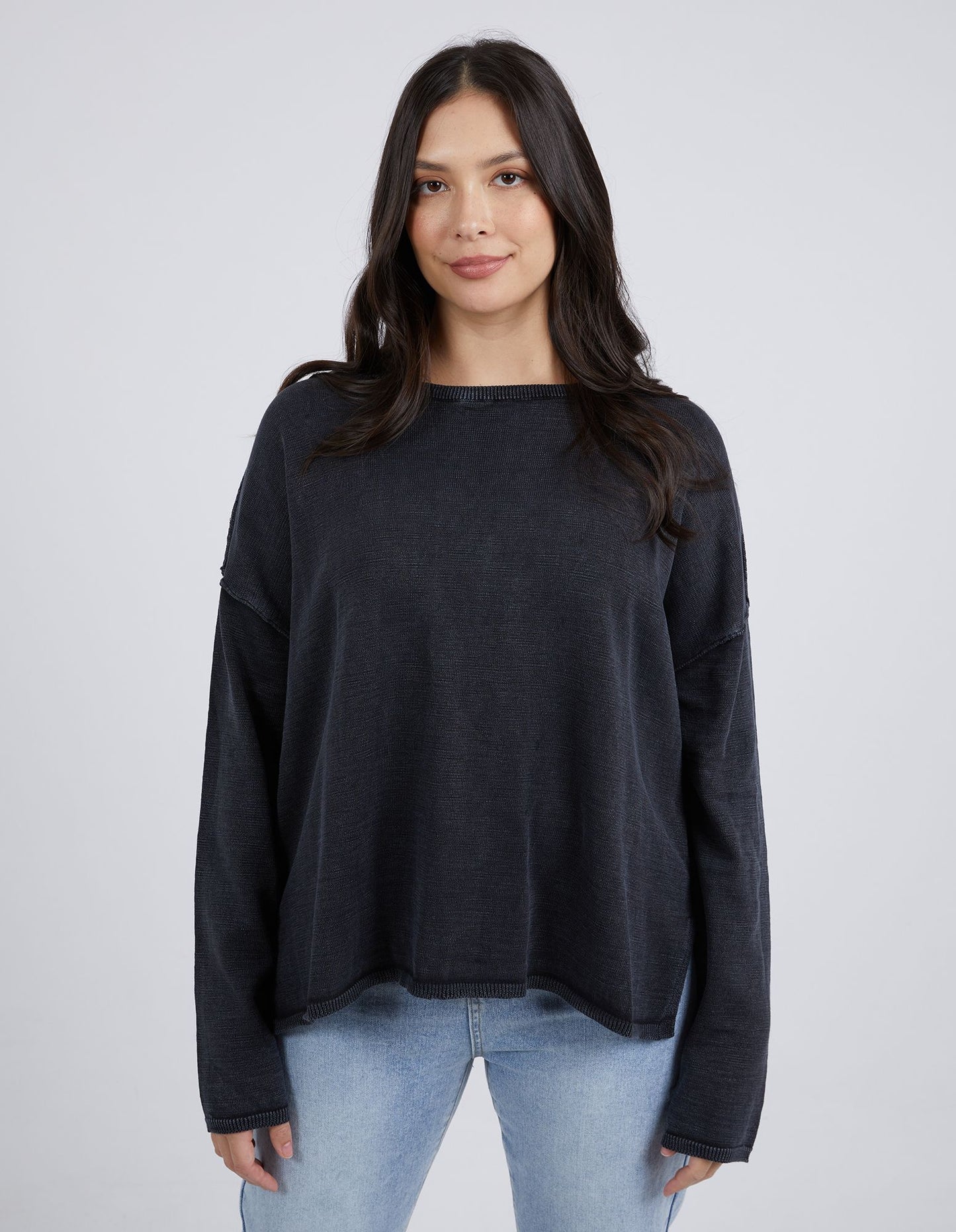 Tahlia Long Sleeve Knit - Washed Black
