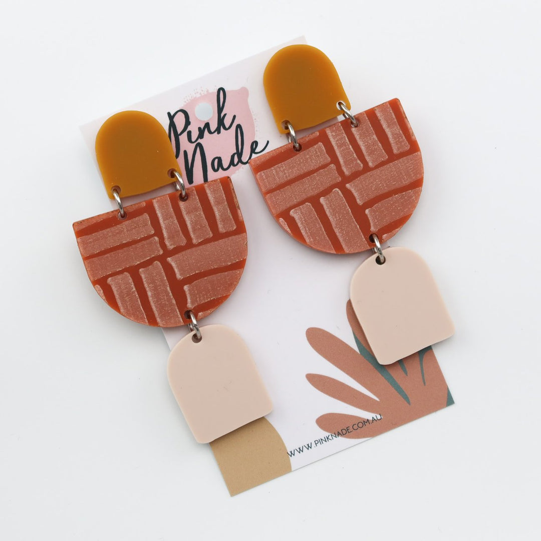 The 'Sarah-Jayne' Earrings - Terracotta / Stone Deco