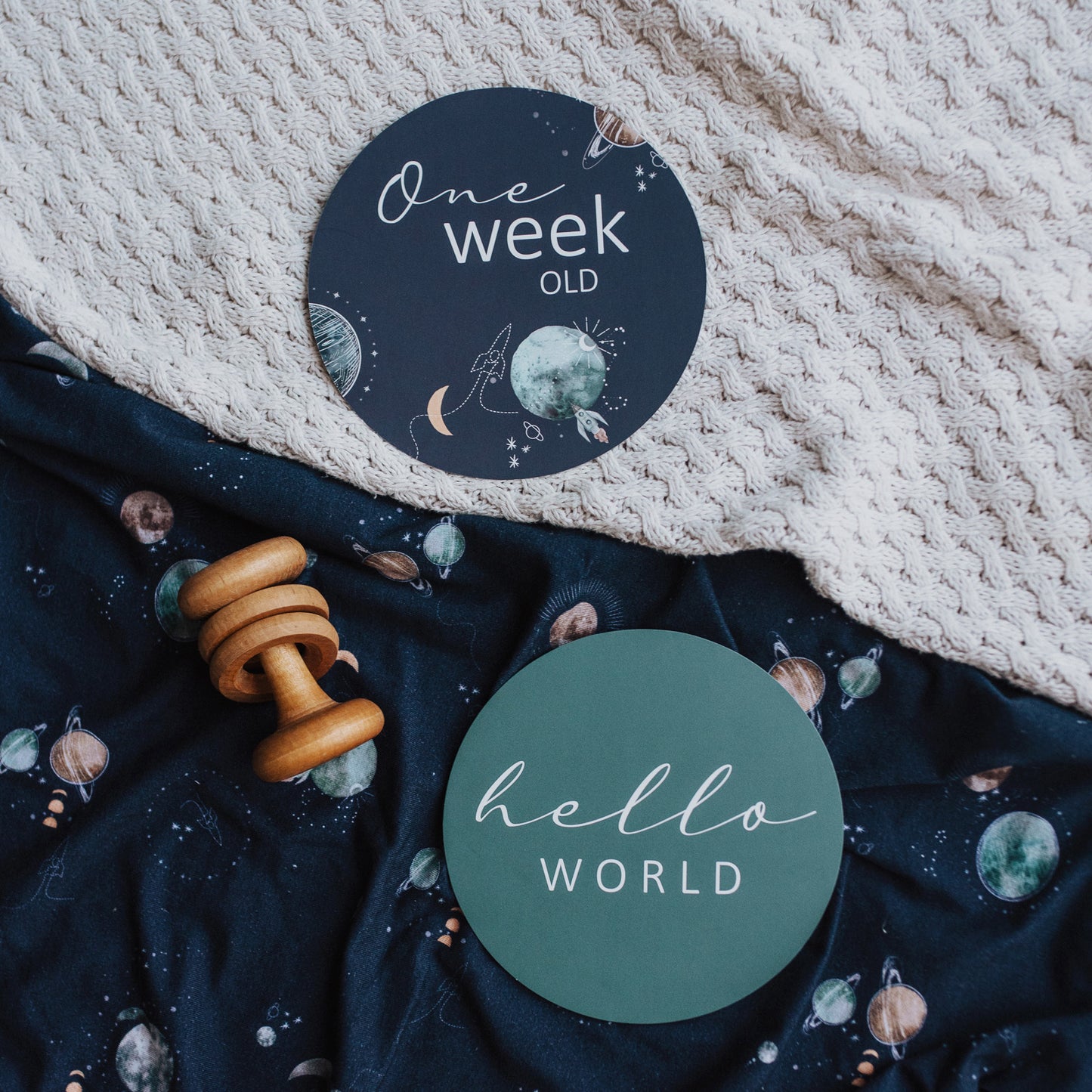 Milky Way & Soft Moss Reversible Milestone Cards | Snuggle Hunny