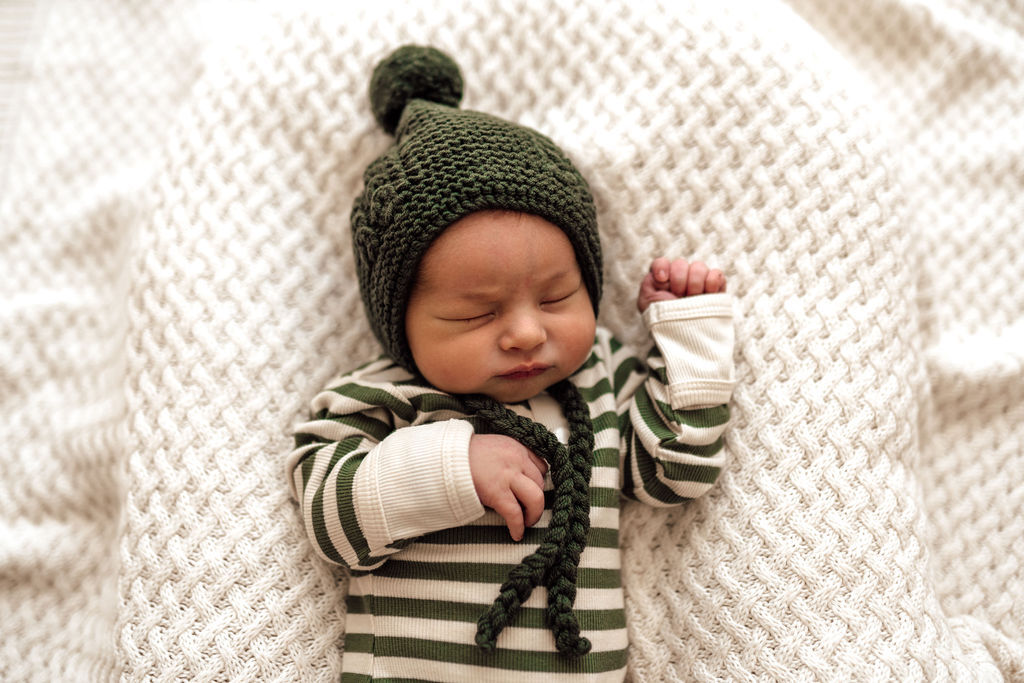 Olive Merino Wool Bonnet & Booties