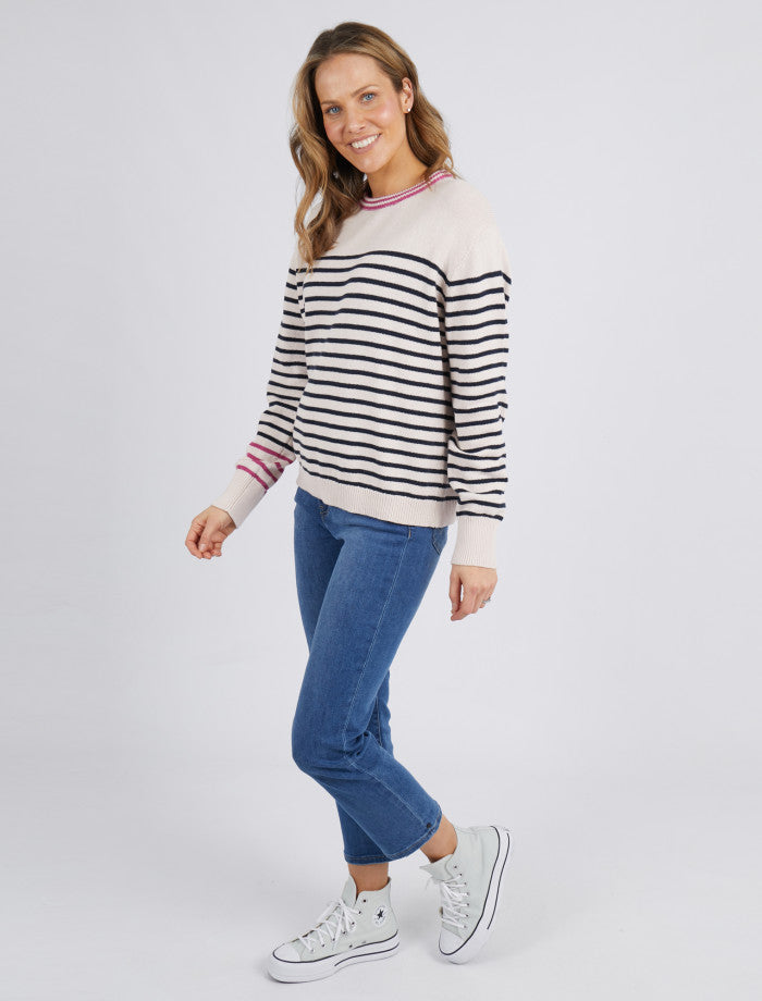 Portia Stripe Oat/ Navy Knit