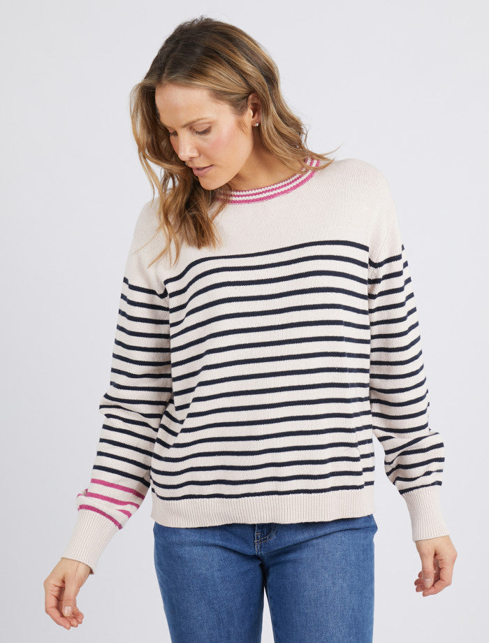 Portia Stripe Oat/ Navy Knit