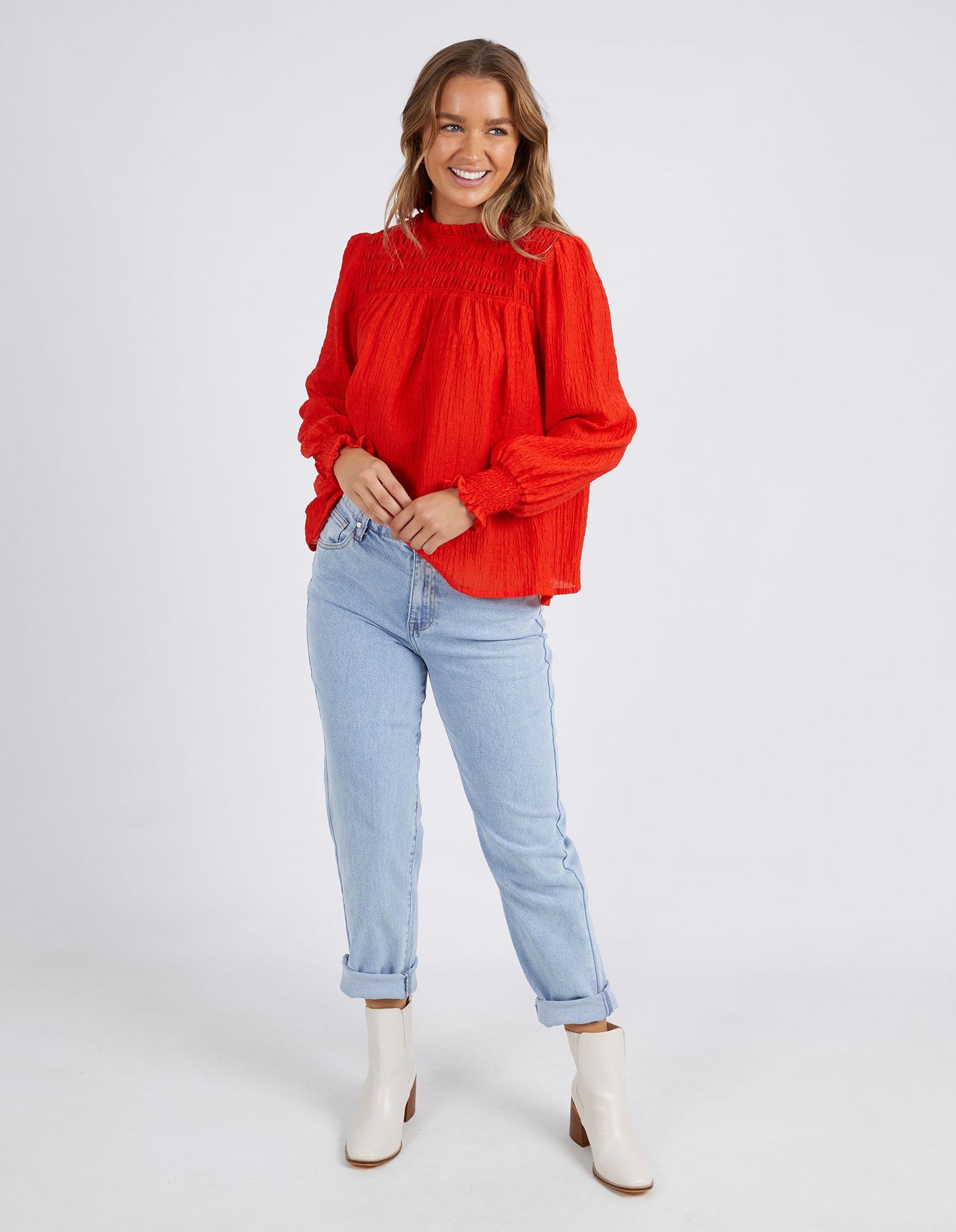Helena Check Top Cherry