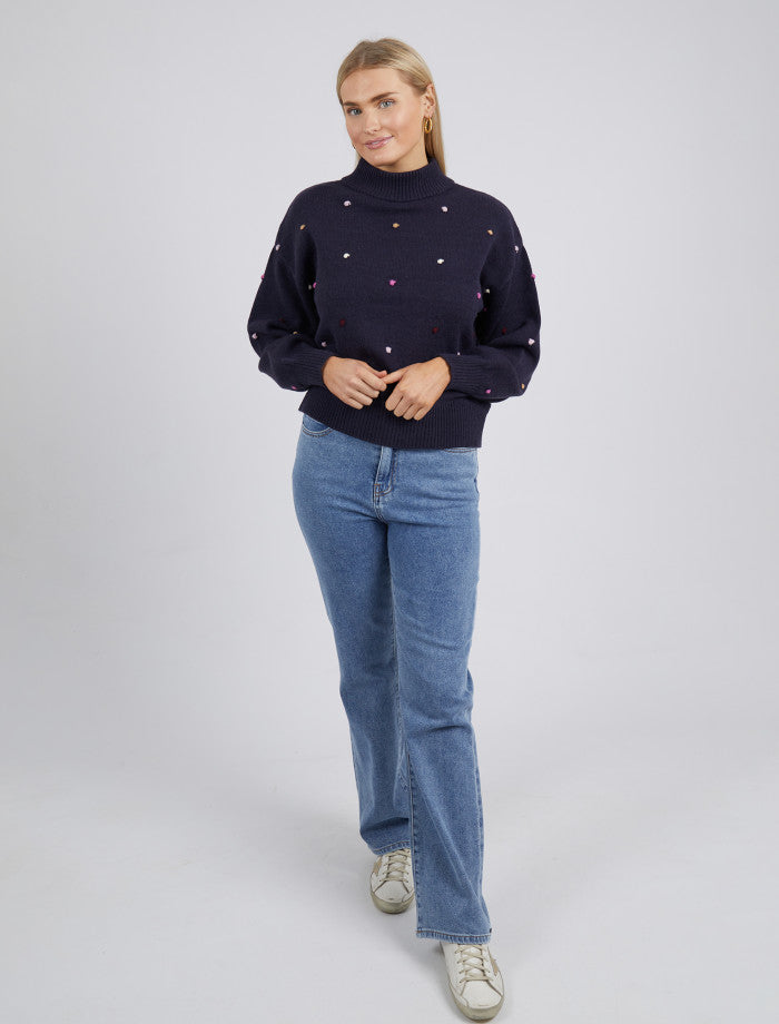 Spotty Navy Knit