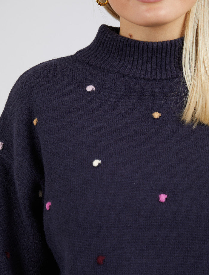 Spotty Navy Knit