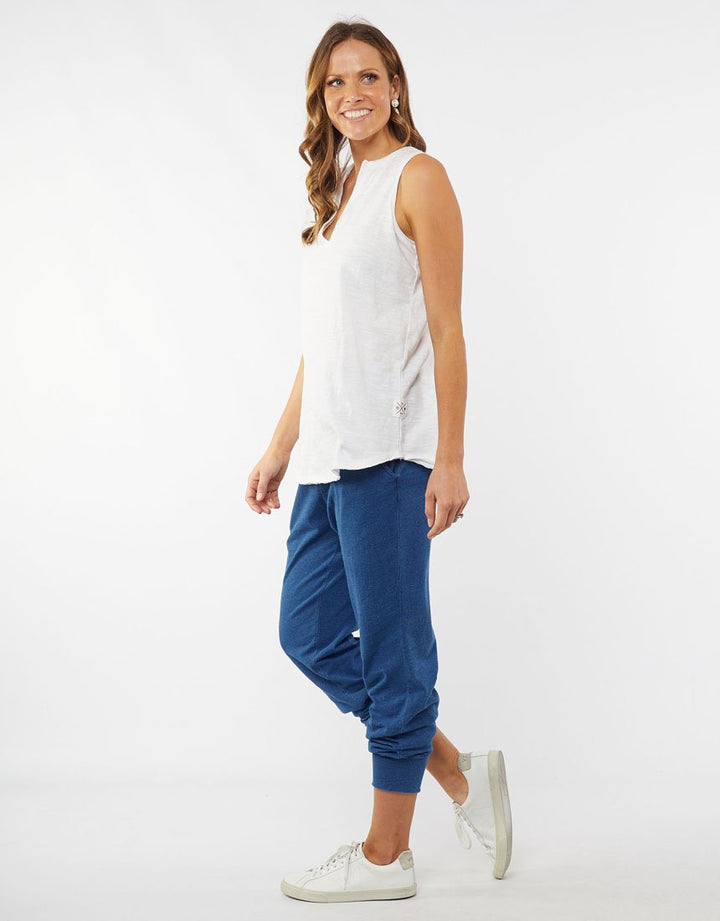 Helena Sleeveless Henley - White