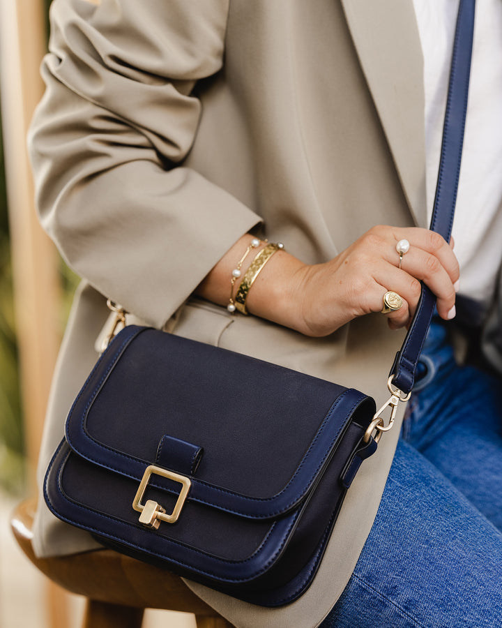 Gladstone Suede Navy Crossbody Bag