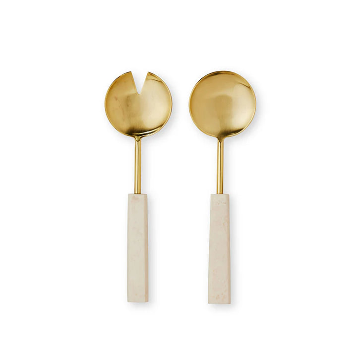 Aries Cream/Gold Salad Server Set