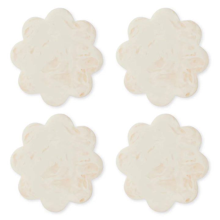 Aries Cream Scallop Coaster Set 4