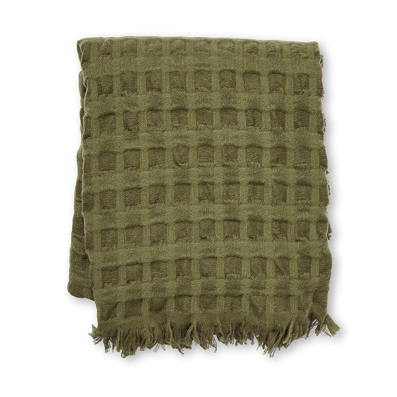 Blake Waffle Olive Throw