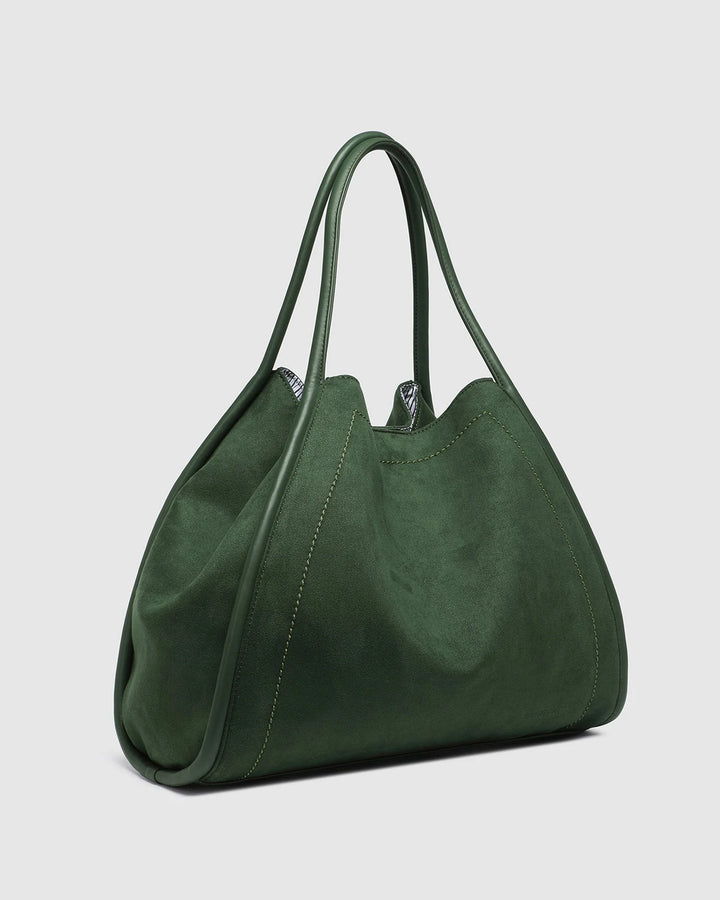 Sutton Suedette Shoulder Bag - Forest Green