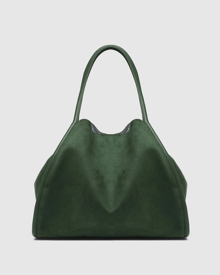 Sutton Suedette Shoulder Bag - Forest Green