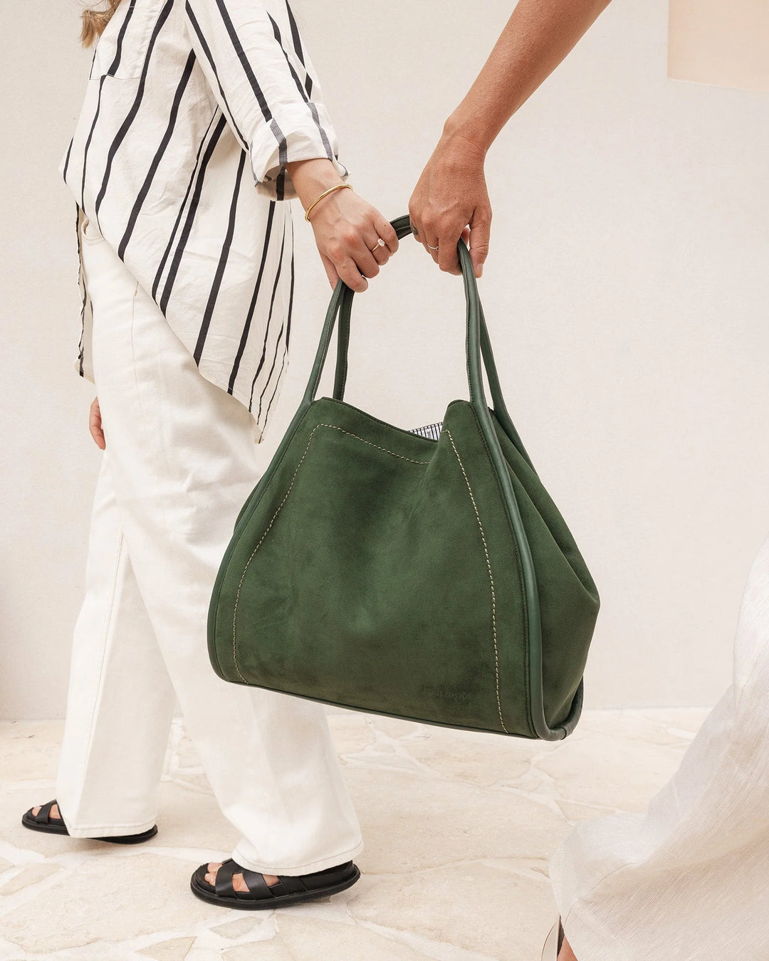 Sutton Suedette Shoulder Bag - Forest Green