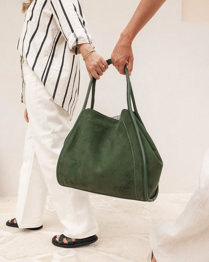 Sutton Suedette Shoulder Bag - Forest Green