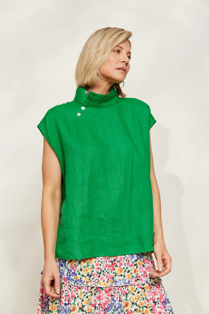 HALCYON BUTTON TOP - EMERALD